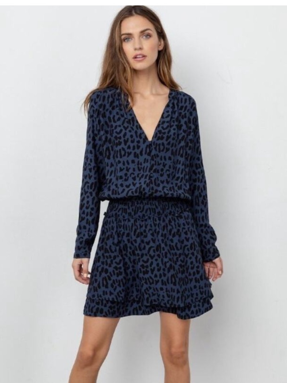 Rails Jasmine Mini Dress in Azure Leopard Size XS
